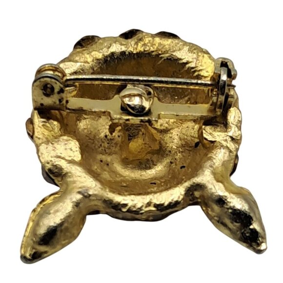 Vintage Rhinestone Cat Brooch Topaz Black Kitty Feline Figural Pin Costume Jewel - Picture 6 of 9